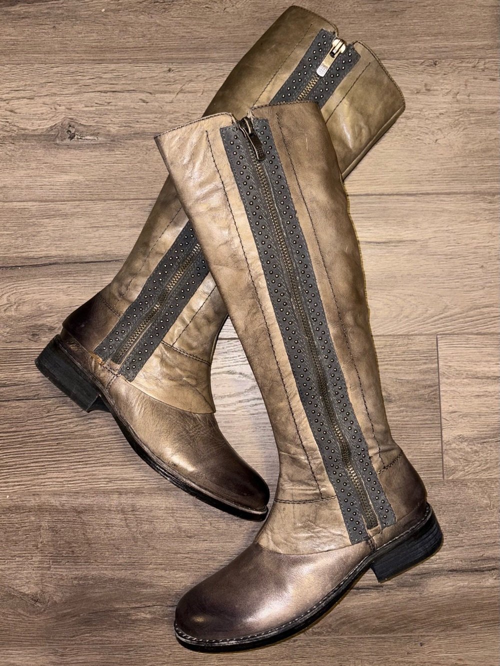 Vince Camuto Taupe Knee-High Leather Boots